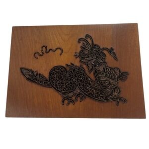 Asian Oriental Carved Wood Wall Art Dragon Decor‎ Vintage